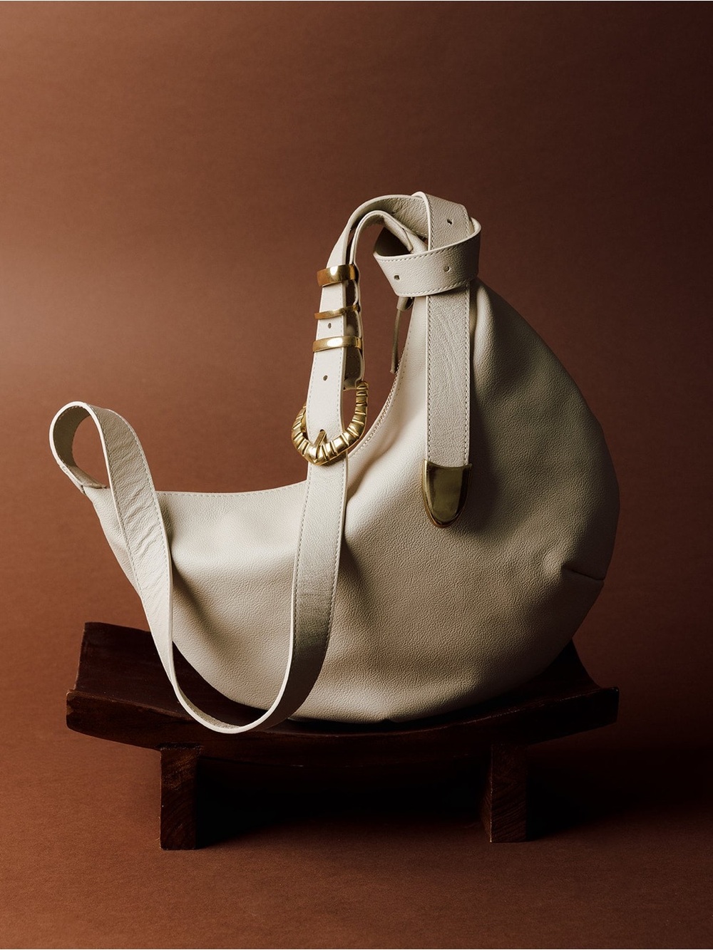 Natalie Borton Sera Crescent Bag, Kenya Edition in Bone Leather